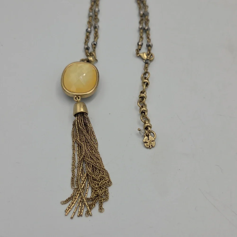 Lucky Brand Reversible Pendant Necklace w/Tassles - Picture 2 of 5